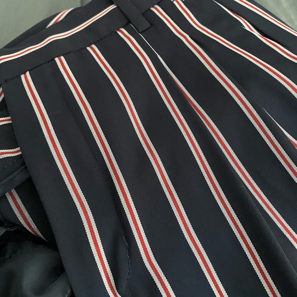 Zara Basic High Waisted Wide Leg Striped Pants Size XS Navy - Picture 10 of 10